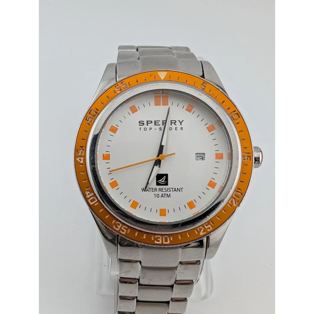 Sperry Top-Sider Watch Men 44mm Case Silver 6.75
